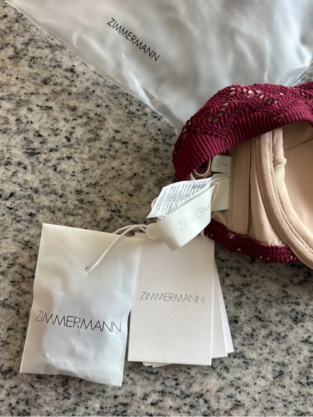 ZIMMERMANN Pointelle-knit bandeau bikini‎ top, Size  3 AB/ US 10